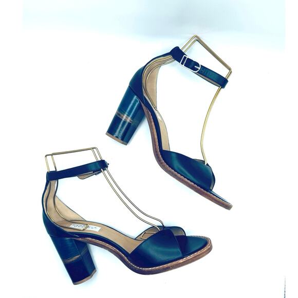 Gabriela Hearst Navy Blue Heeled Sandals Designer Summer Heels Size EU 40